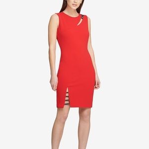 DKNY Red Embellished Dress Cutout